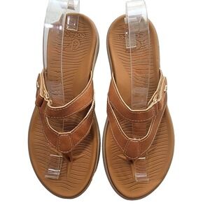 Coface Orthopedic Flip Flops Sandals Womens 8 Beige Hook and Loop Strap NWOB
